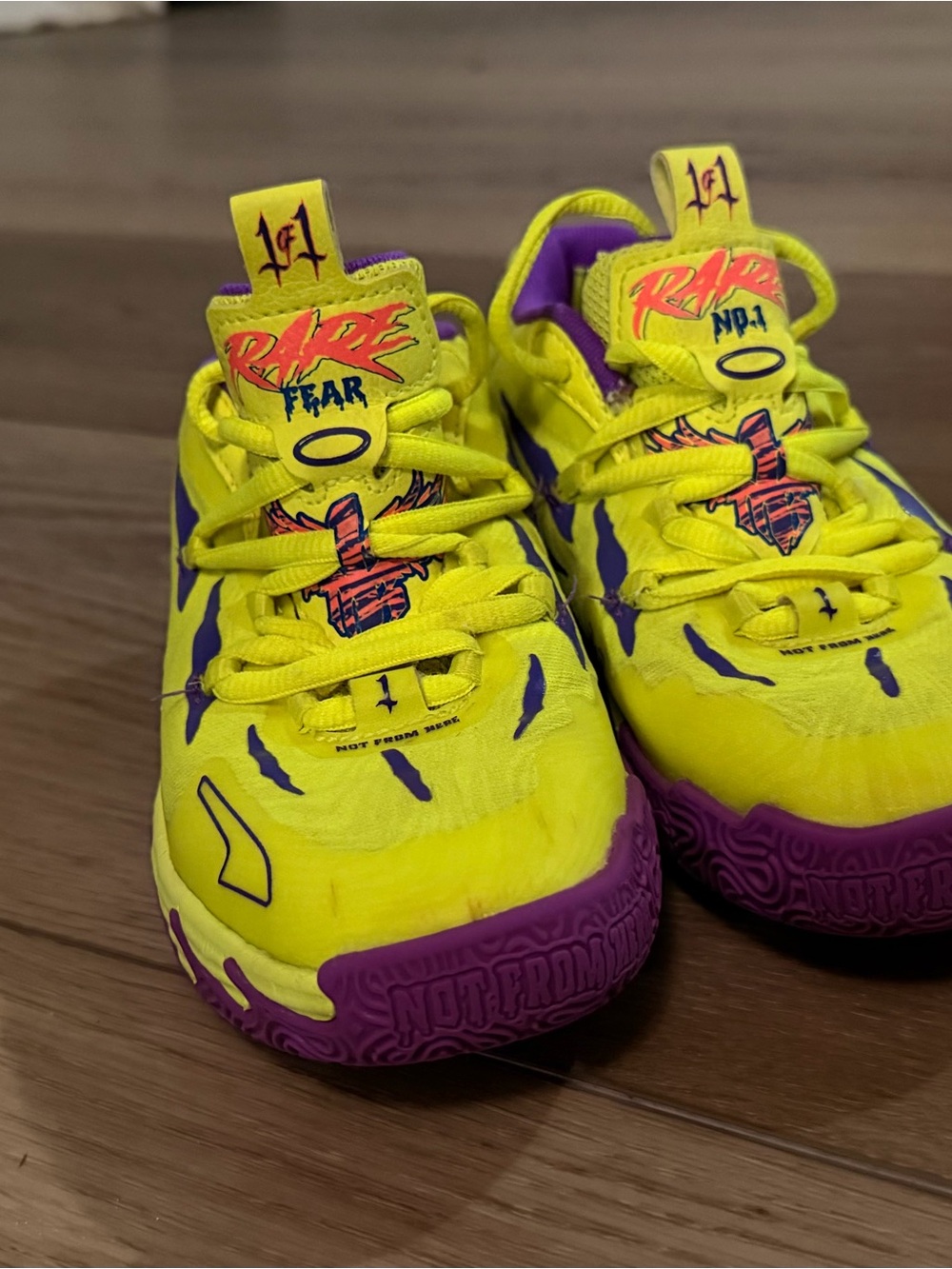 Puma Lamelo MB.03 Spark Kids Yellow and Purple Sneakers